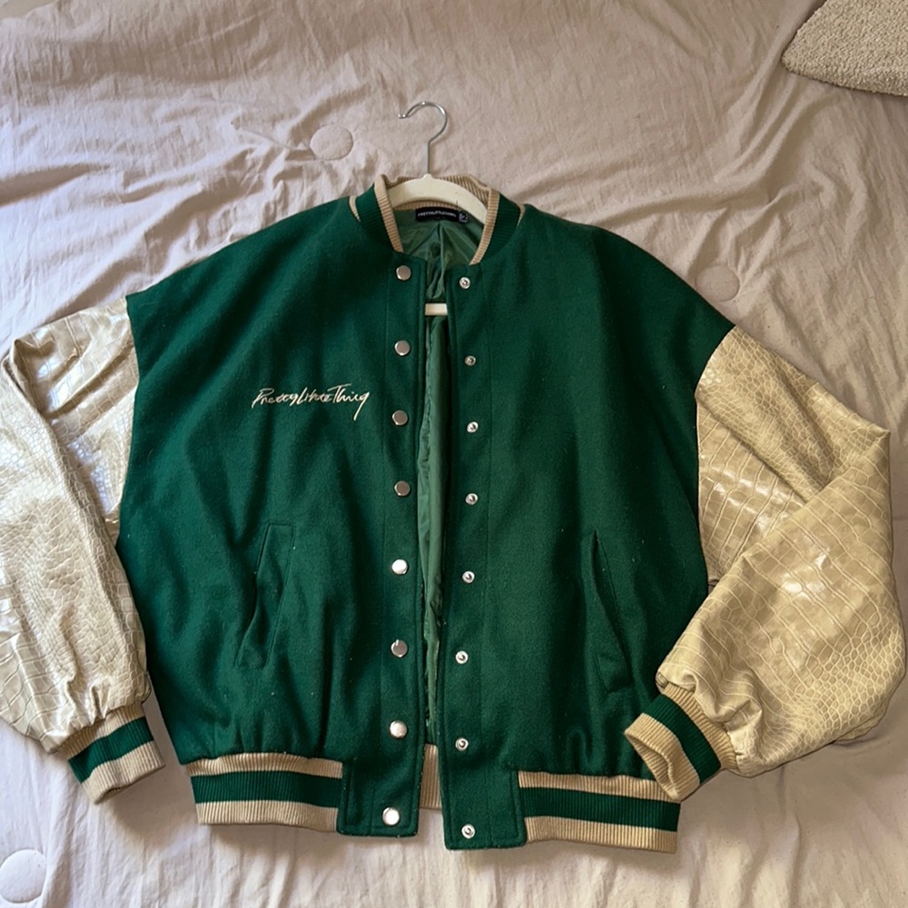 Oversized Mix Faux Leather Bomber Jacket ❤️
